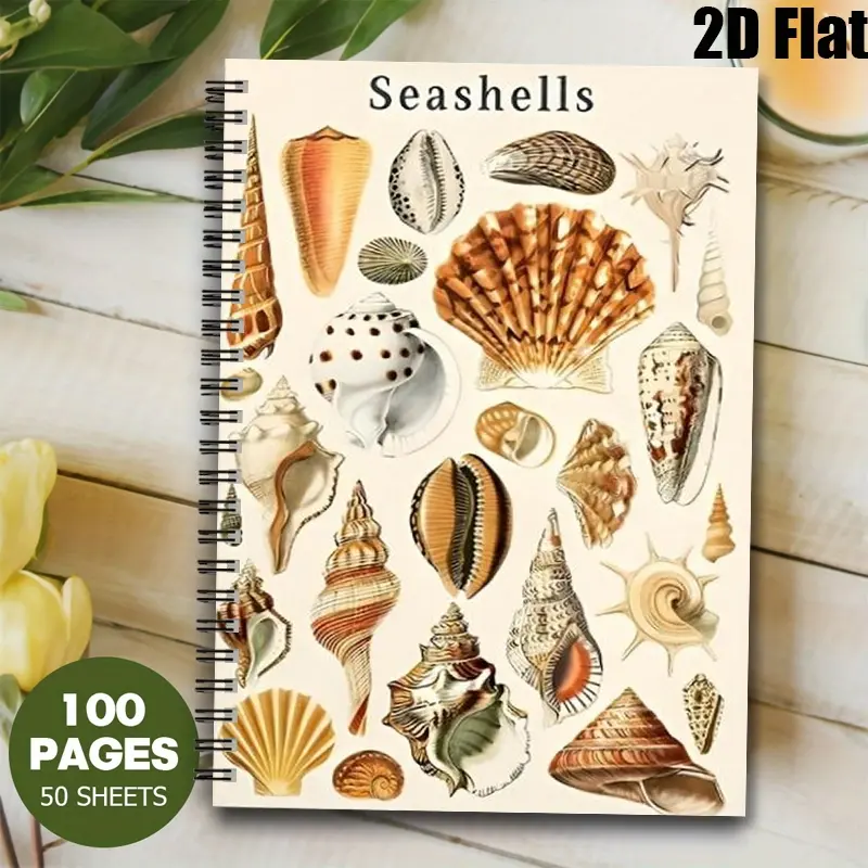 1pc Seashell Spiral Notebook, 5.7x8.26 inch, High-quality Lined Pages, Durable Coil Binding, Beach Vacation Journal, Summer Travel Diary, Ocean Theme Notebook for Shell Collectors, Birthday Gift for Beach Lovers, Seaside Trip Notes, Holiday Gift for
