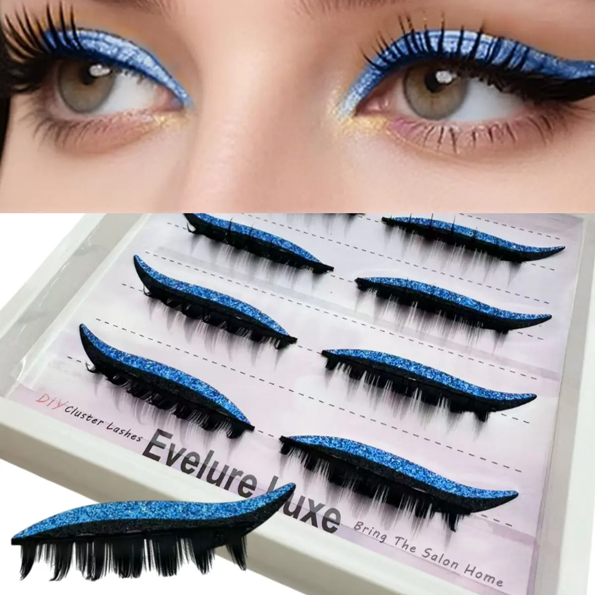 4 Pairs Glitter False Eyelashes, Cosplay Nightclub Party Stage Style, No Adhesive Self-Adhesive DIY, Festival Makeup, Holiday Gatherings