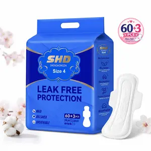【Value Pack】63ct Period Pads for Women, Long Length Menstrual Pads with Wings, Leak-Proof & Odor Control, Soft & Breathable Daily Protection (60+3 Count Bulk Savings)