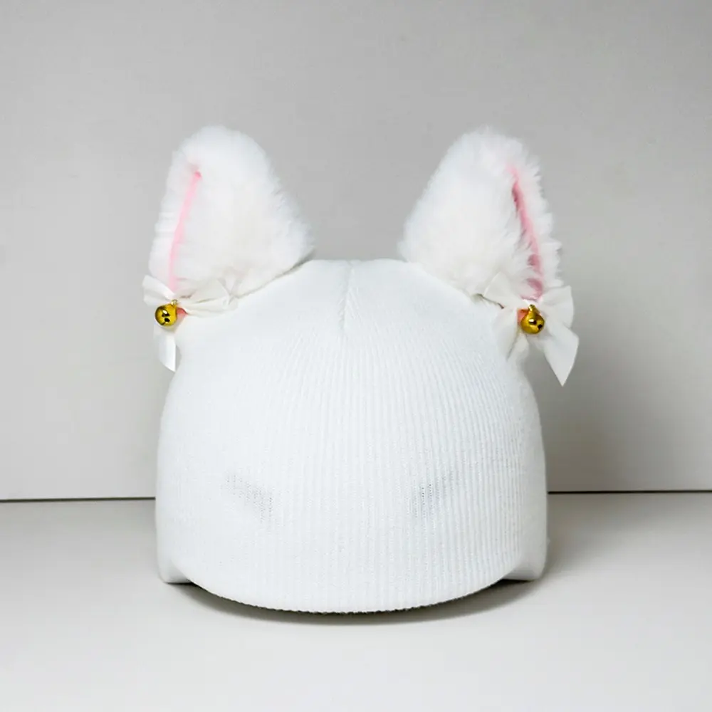 Plush Cat Ear Bell Helmet Cover, Cute Bow Knit Ski Helmet Cover, Electric Bike Riding Helmet Decorative Cover, Model 2026080701
