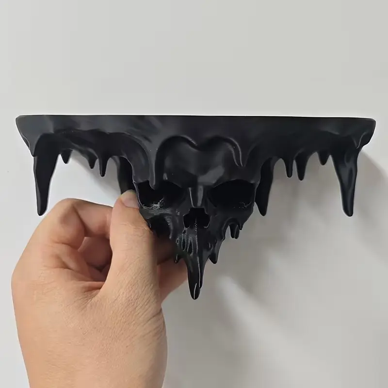 Melting Skull Floating Shelf, 3D Printed Wall Mount, Cool Horror Handmade Decorative Candle Display Rack, Unique Design, Halloween Home Decor