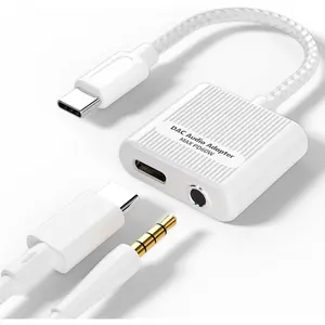 USB C to 3.5mm Headphone and Charger Adapter, 2 in 1 USB C to 3.5mm Aux Audio Jack with PD 60W   Dongle Compatible with  15/15 Pro Max, Galaxy S24/S23/S22,  Pixel 8/7/6