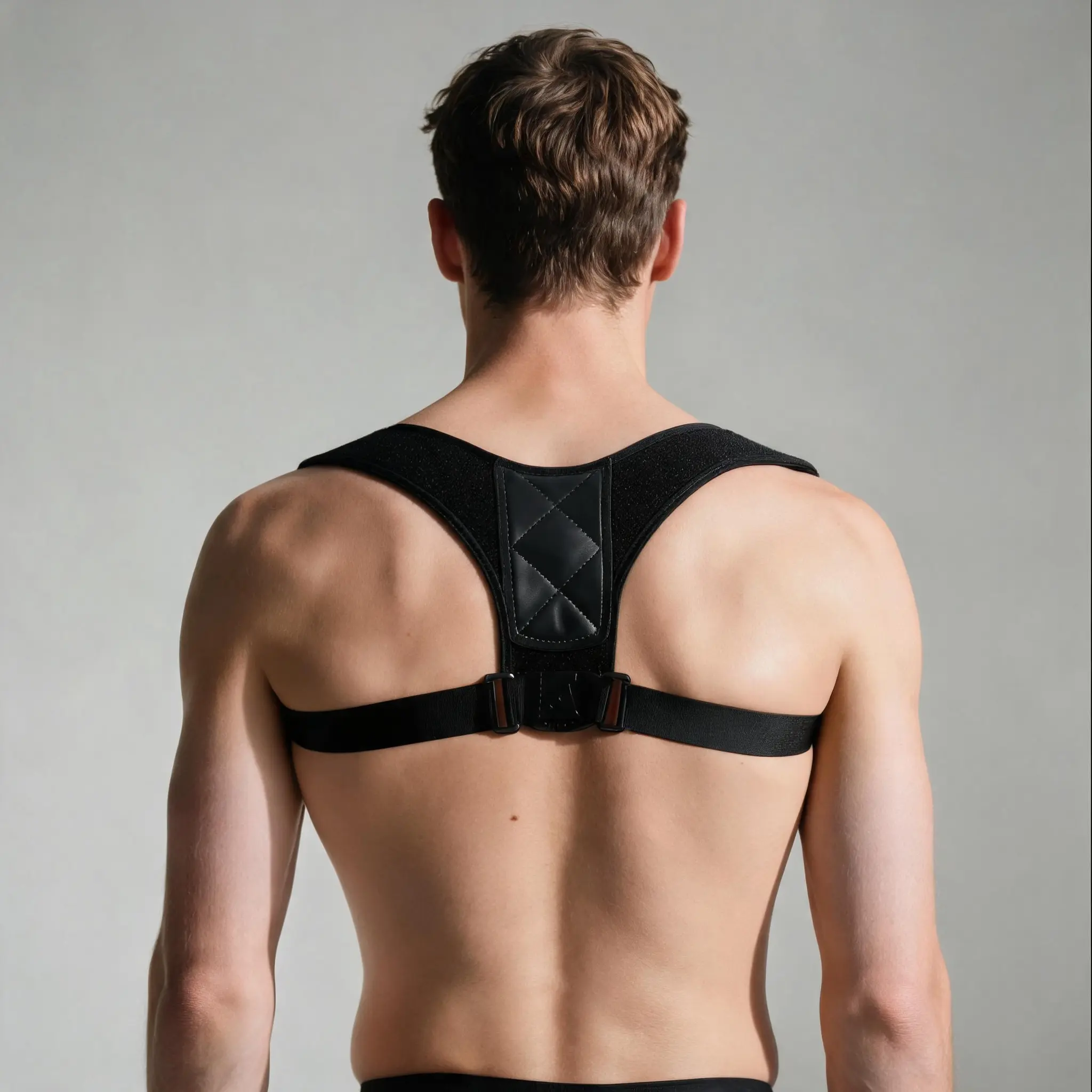 Men's-Women's Polyester Posture Brace, Lightweight Invisible Back Corrector with Adjustable Shoulder Straps to Correct Slouch & Hunchback for All-Day Office Wear