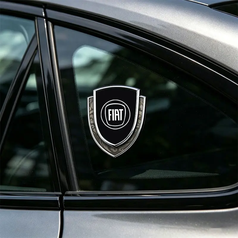 Metal Laser Shield Car Sticker, Blue Dual Color 3D Body Side Decal, Universal Window Tailgate Customization, Fiat Abarth Accessories