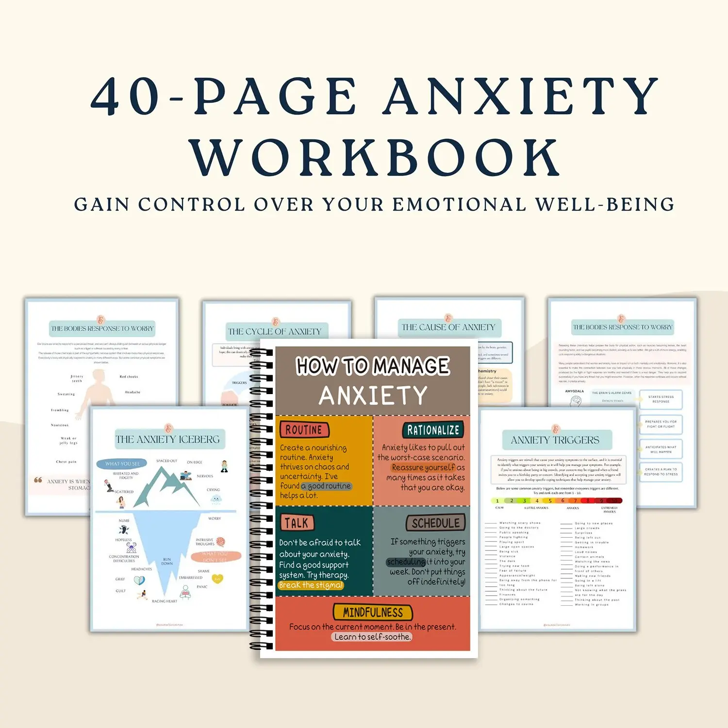 Cross-Border New Arrival Anxiety Management Journal, How to Manage Anxiety, Creative Coil Notebook, Ideal for Stress Relief and Reflection