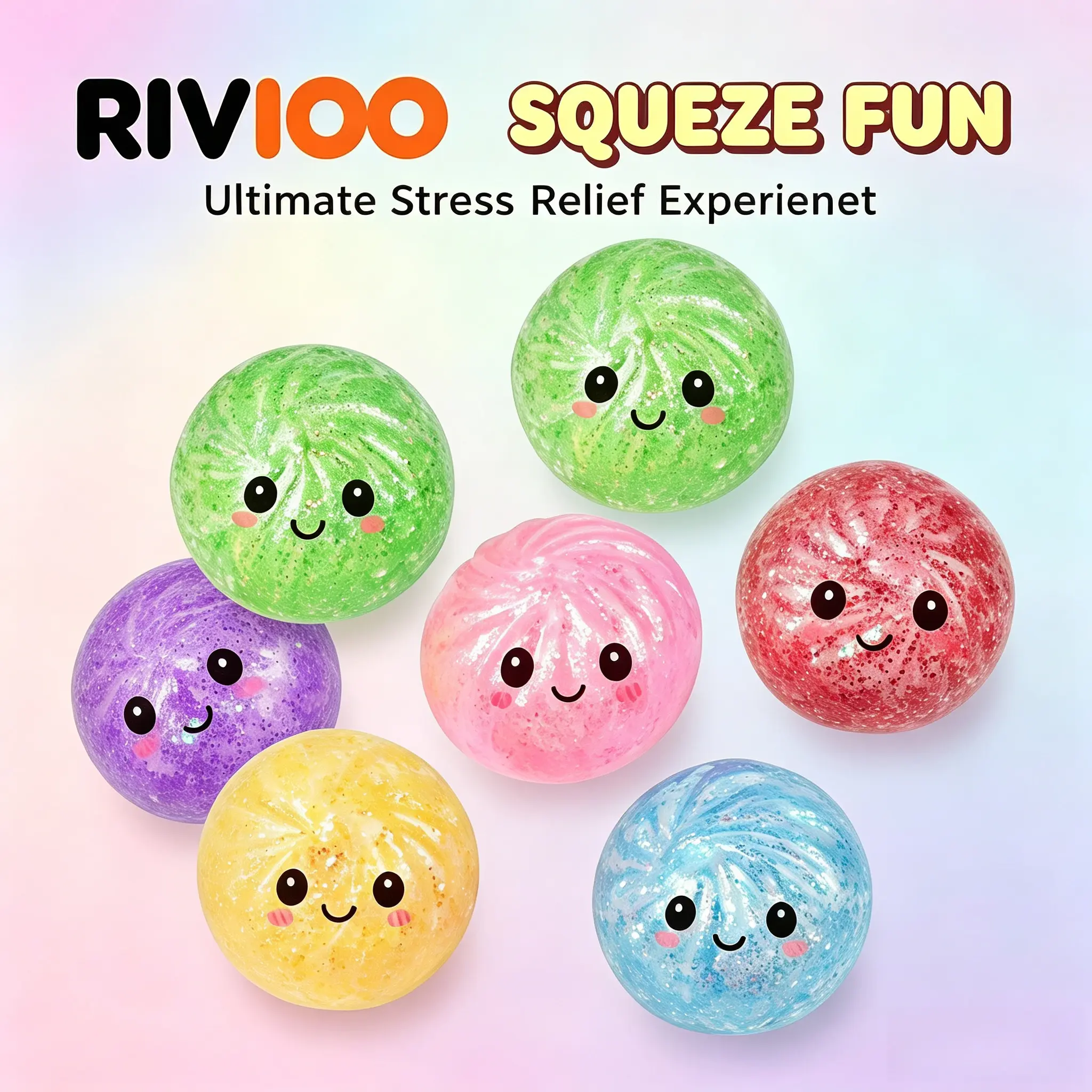 RIVIOO Popular decompression toy glitter color buns modeling vent ball buns kneading decompression ball
