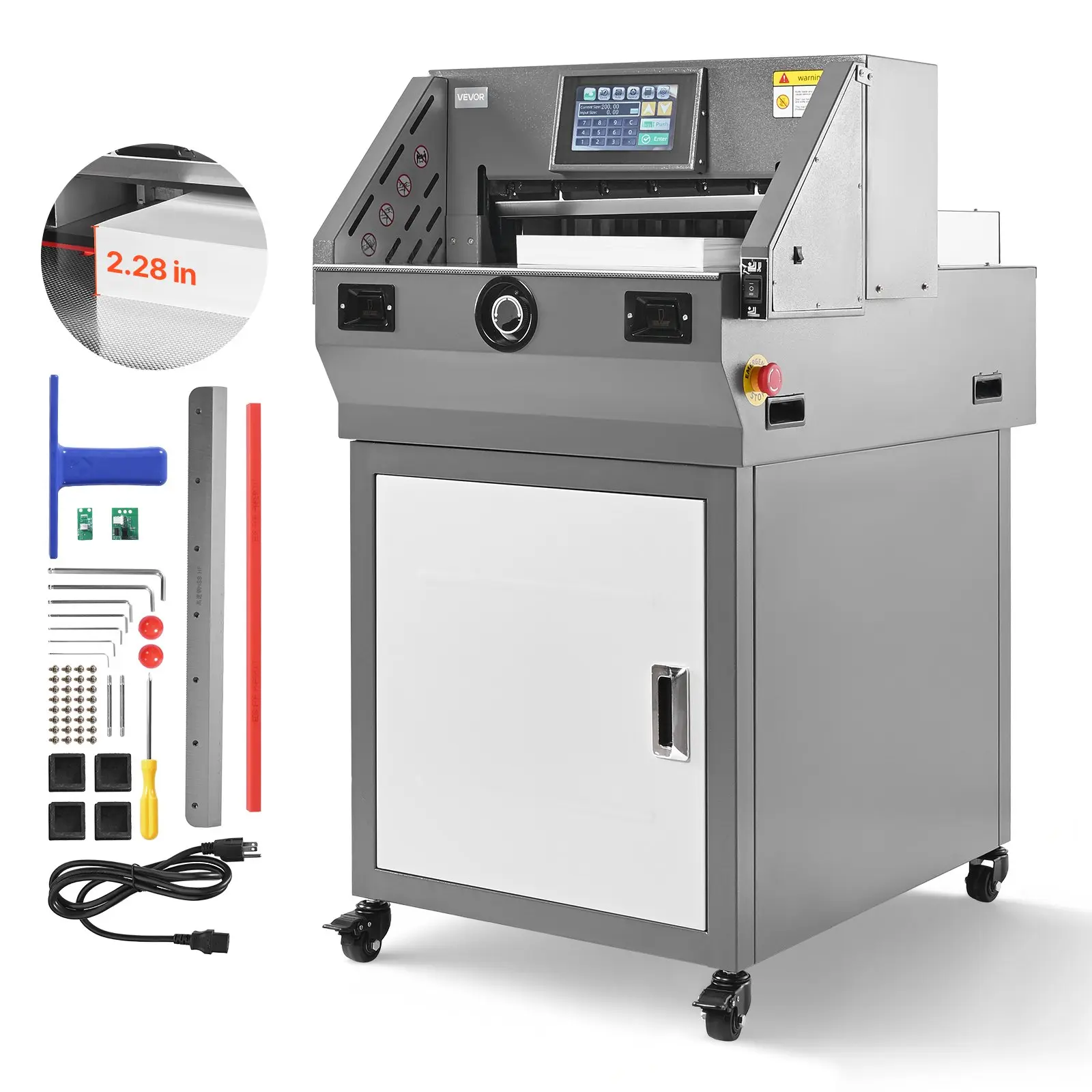 【DealsForYouDays】VEVOR Electric Paper Cutter, Metal Programmable Paper Cutter Machine, 17.99 inch Cutting Width, 2.28 inch Cutting Thickness, Electric Hydraulic Guillotine Trimmer with Infrared Function Spare Blade