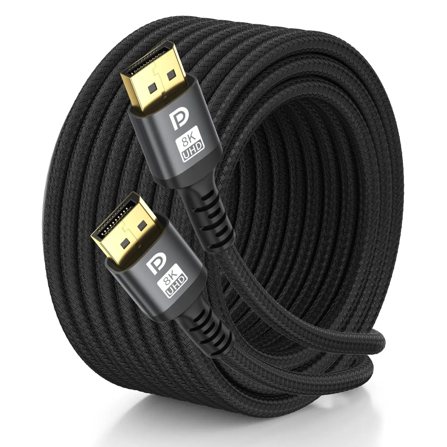 8K DisplayPort 1.4 Cable 30ft - High Speed 32.4Gbps Supports 8K@60Hz 4K@144Hz 2K@240Hz HDR FreeSync G-Sync for Gaming Monitor PC TV Graphics