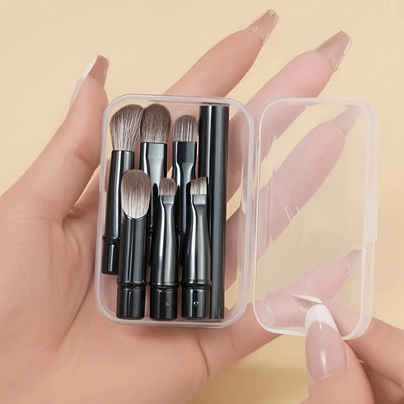 6Pcs Mini Travel Makeup Brush Set, Detachable Aluminum Handle, Portable Eyeshadow Brushes with Storage Case, Makeup Brush Kit