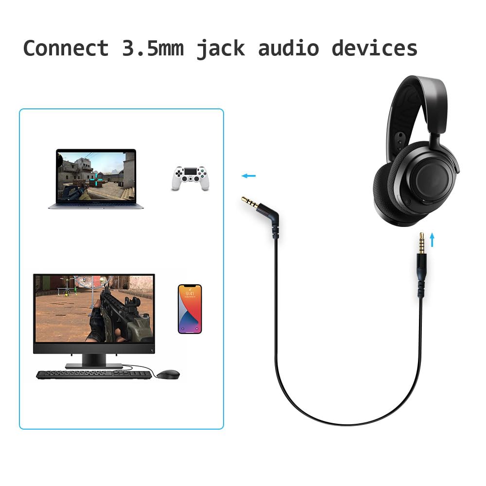 Replacement Audio  Cord Compatible with  Arctis Nova 7, Arctis Nova Pro Gaming Headset (Audio , Black)