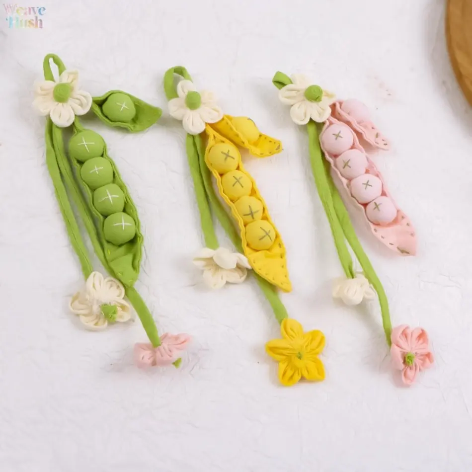 3Pcs Handmade Fabric Brooches, 3D pea flower and bow ornaments filled with soft cotton. Exquisite stereo design makes lovely pendants and pins. Versatile decorative accessories, perfect for decorating clothes, handbags and DIY crafts. Unique handmade deta