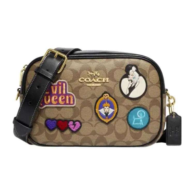 Coach x Disney Jamie 25 Crossbody Bag for Women, Classic Monogram Style in Deep Khaki Coated Canvas and Leather