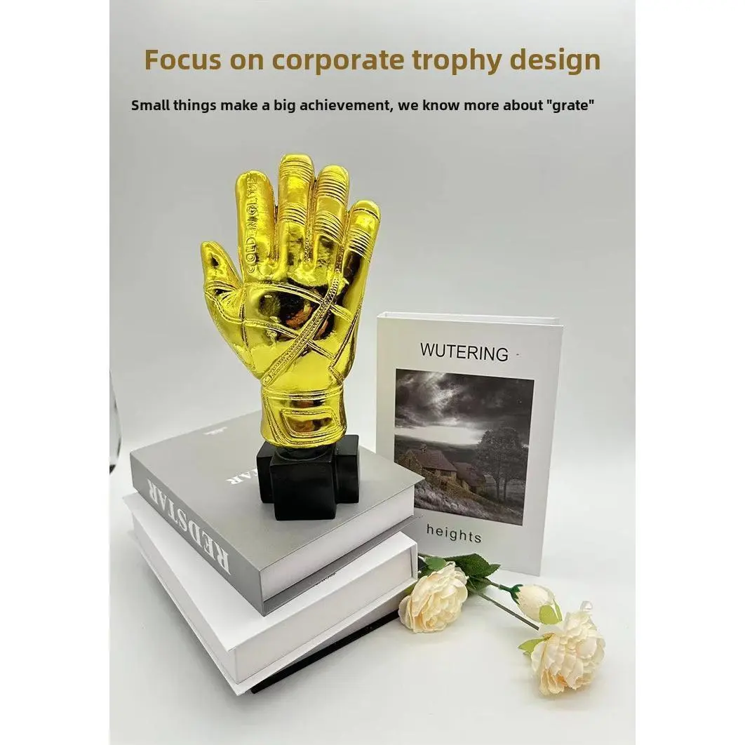 Golden Glove Football Trophy, Hand-Shaped Design Home Decor Statue, All Ages Football Fan Souvenir, No Extra Assembly Goalkeeper Award Figurine