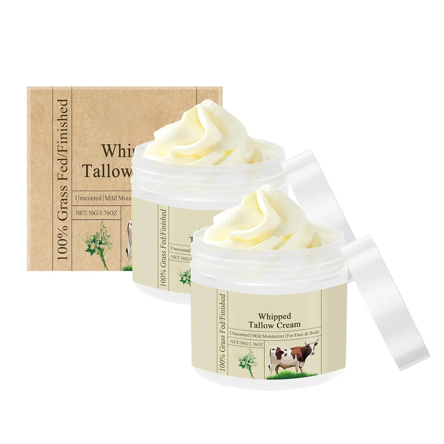 Butter skin care cream, fragrance free, 100% organic tallow grass feeding, multipurpose tallow cream, body lotion, sensitive skin care