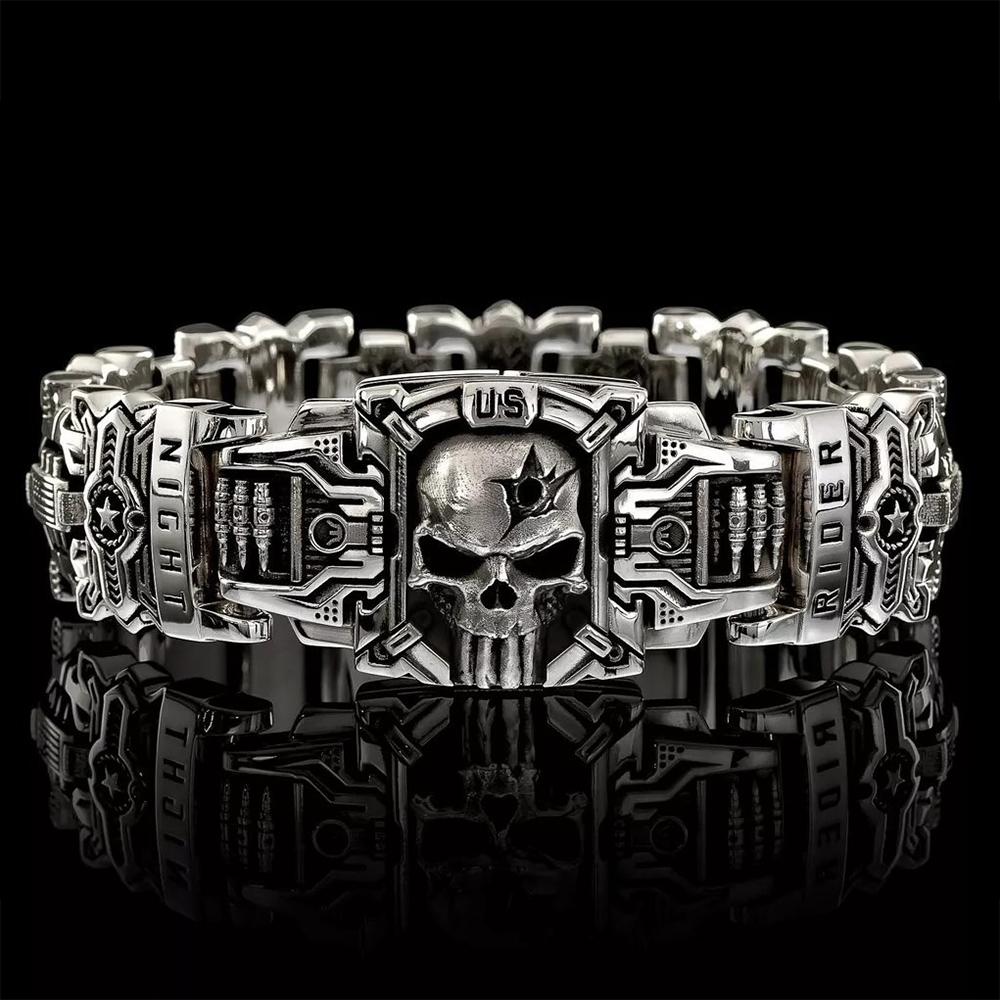 Vintage Charm Skull Bracelet Punk Hip Hop Rider Bracelet for Men Boy Gift High Quality US Street Motorcycle Jewelry Dropshipping