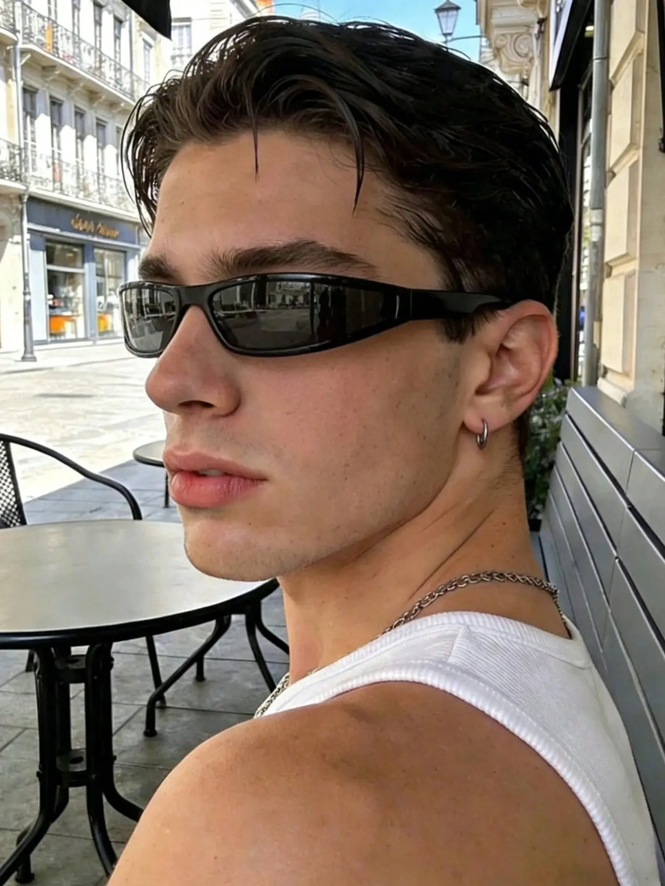 Y2K Retro Small Frame Sunglasses for Men, Fashion Sunglasses, Chic Sunglasses, Minimalist Design, Versatile Everyday Wear, Stylish Wraparound Frames, Perfect for Daily Outing