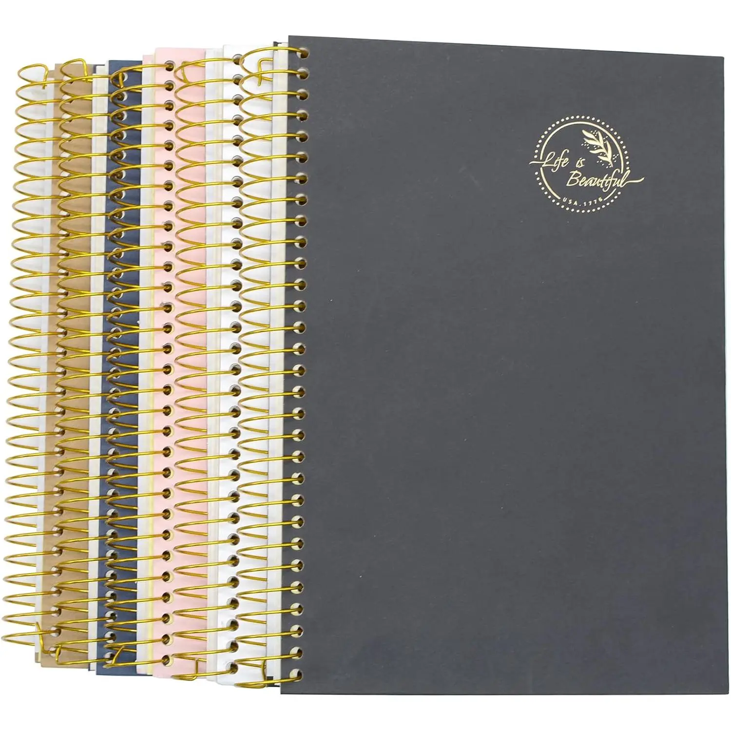 Large Spiral Notebook, 5 count B5 Thick Paper Hardcover 7mm College Ruled 5 Colors 150 Sheets -300 Pages Journals for Study, Work, Travel and Notes (5 Color)