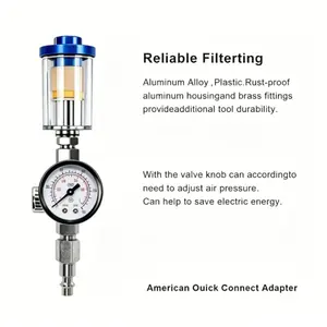 1 set of air filter with pressure gauge, used for pressure regulator of gas spray gun, G1/4 "air inlet and outlet.