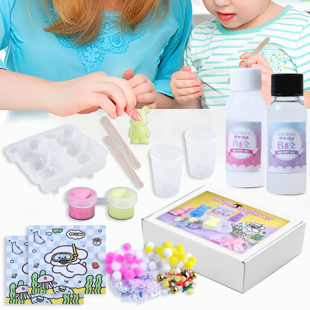 soft rubber making kit, AB component, soft elastic rubber is suitable for squeezing , Bear Silicone Mold, DIY gifts, DIY Crafts, Creative Molds, Soft Texture, Smooth Finish, Flexible Material, Rubber Crafting Kit, Moldable Rubber
