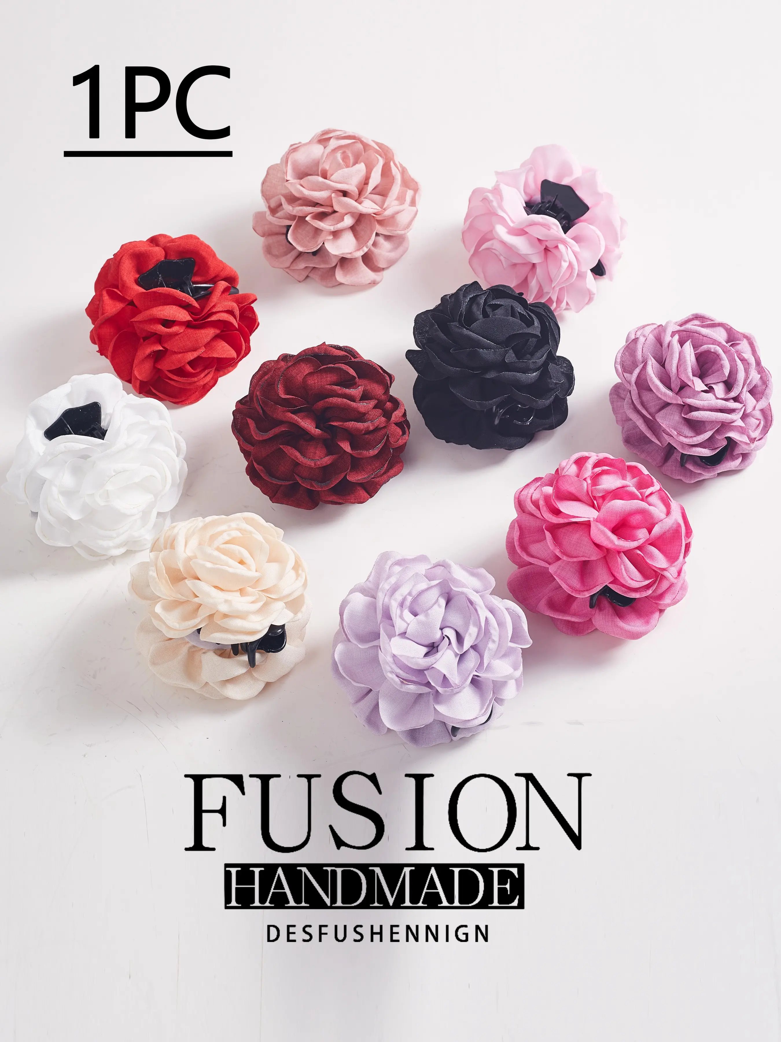 1pc 11cm Rose Flower Hair Clip, Handmade Fabric Claw Clip, Gentle on Scalp, Wedding Accessory, Valentine's Gift, Spring Fashion, Fashion Hair Accessories, Hair Flower Clips