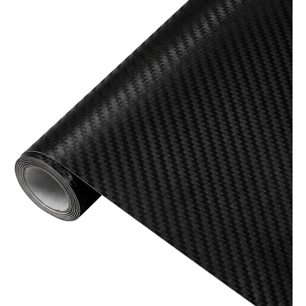 Carbon Fiber Vinyl Wrap, Self-Adhesive Air Release Tech Film with UV Protection, Modern DIY Install for Cars/E-Bikes Exterior & Interior (Black, 1x5 ft), 1X5 Ft Size