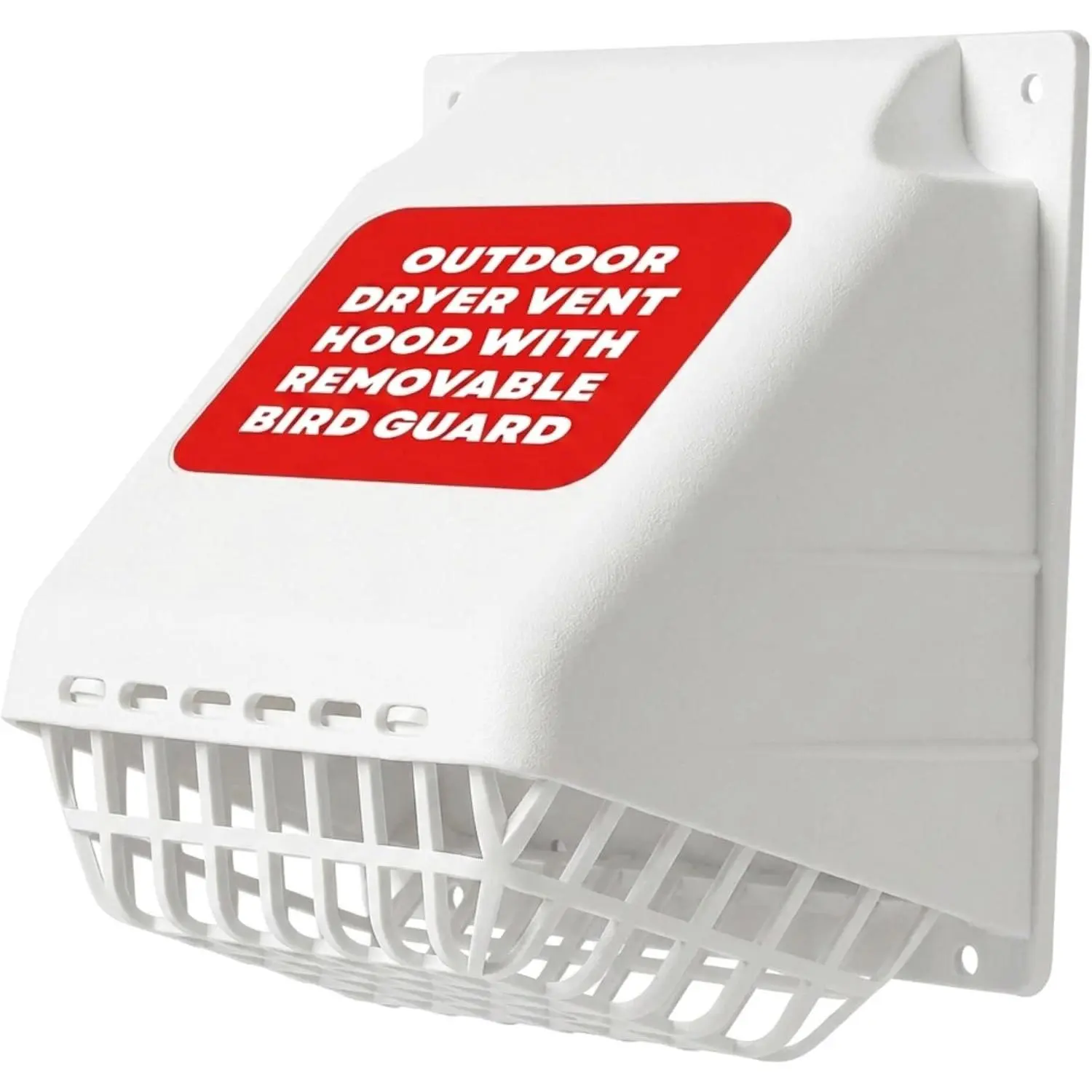 Outdoor Dryer Vent  with Removable Bird Guard, Durable and Weather-Resistant Vent Cover for  Exterior, Wide Mouth Exhaust  for Easy Air Flow, 4-inches, White