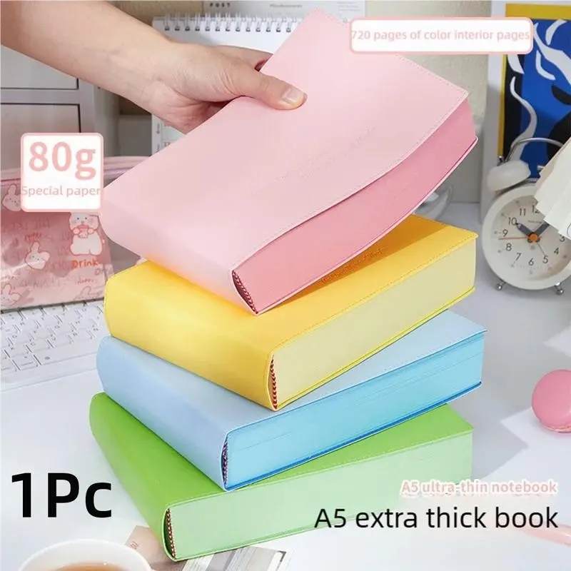 A5 Ultra-Thick Dopamine Notebook, 720 Pages Colorful Brick Pattern, Soft PU Leather Cover, 80gsm Colored Inner Pages, Ribbon Bookmark