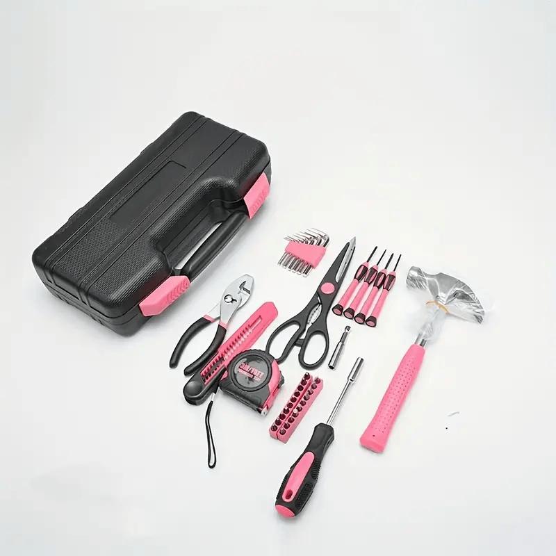 39-Piece Durable Carbon Steel Household Hardware Kit, Comprehensive Manual Hand Implements with Wrench, Hammer for DIY Projects, Home Repair, Car Tools