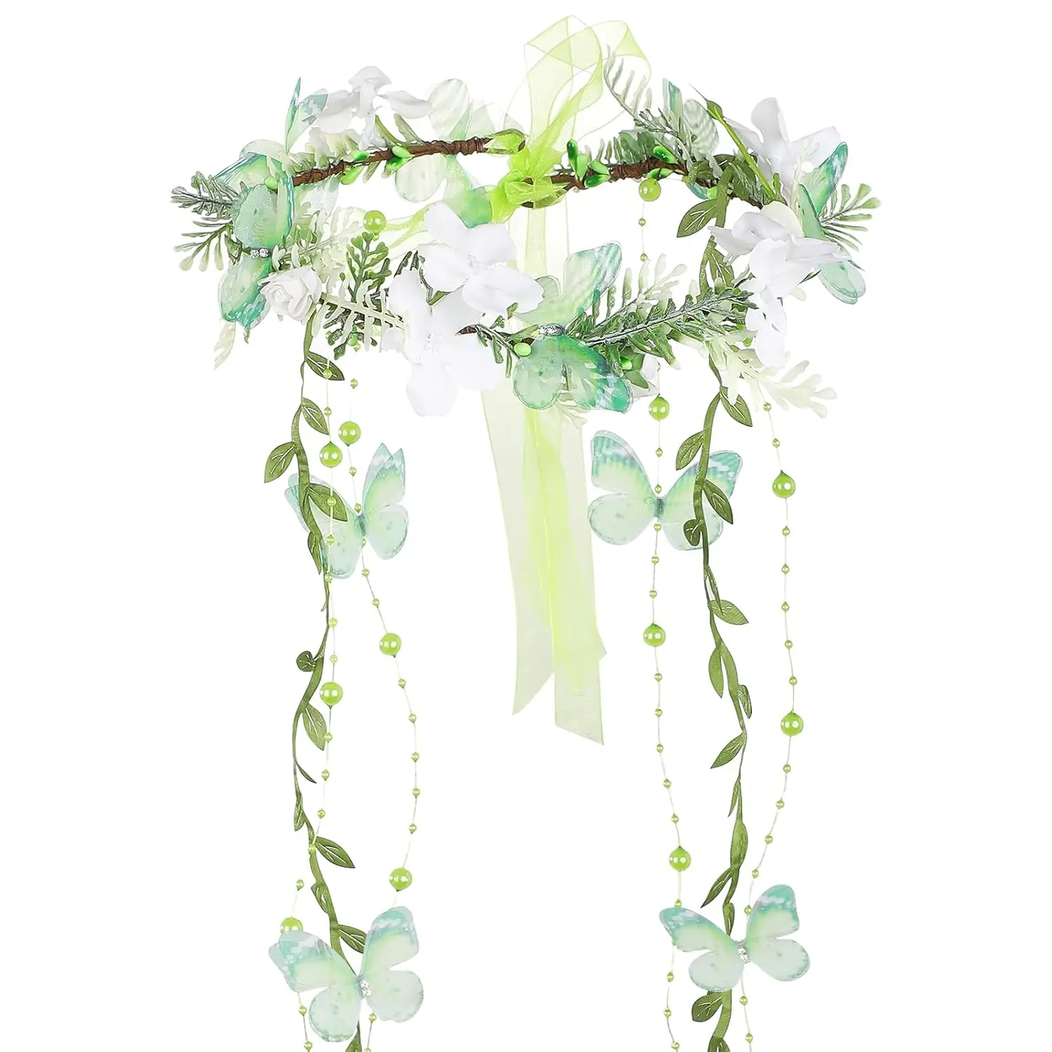 Butterfly Tassels Flower Crowns for Women Fairy Crown Renaissance Headpiece | Renaissance Accessories Women ,Fairy Headpiece Outfit ,Ren Faire Accessories ,Butterfly Flower Crown Fairy Costume