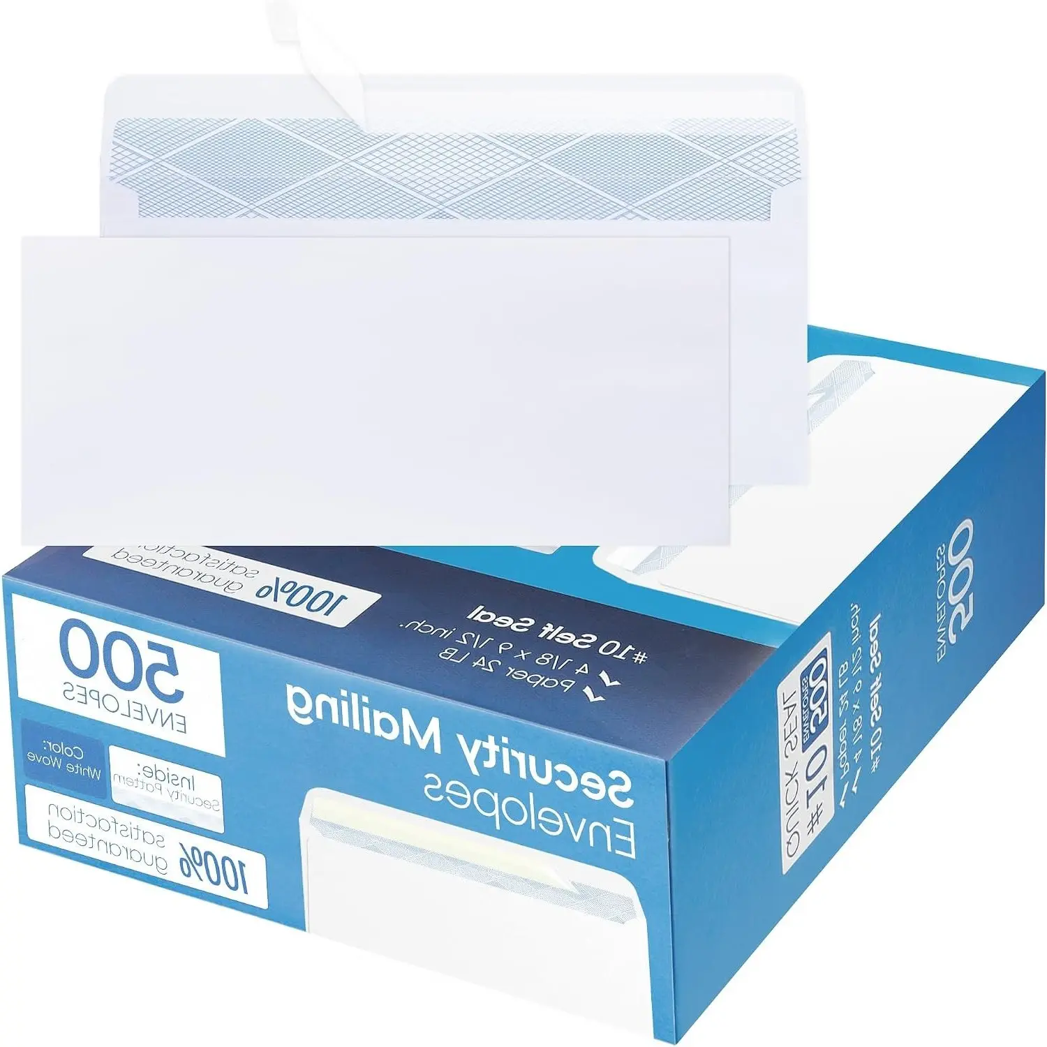 500PCS #10 Envelopes Letter Size Self Seal Business Envelopes No Window Security Mailing Envelopes Size 4-1/8 x 9-1/2 Inch - White 24LB PaperGift