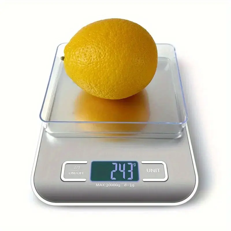 Kolzp 10kg Digital Kitchen Scale, Stainless Steel, Grams and Ounces, Compact Design, Ideal for Cooking, Baking, Apartment, Dorm, Back-To-School Essentials