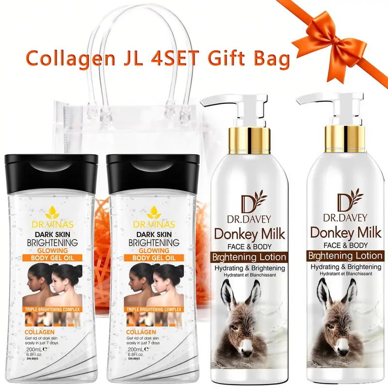 Milk Body Lotion+Collagen Body Oil Autumn/Winter Skincare Set Gift Moisturizing and Fragrant, Non irritating and Easy to Absorb, Suitable for Family Use All Seasons Skincare Hydrating Body Care