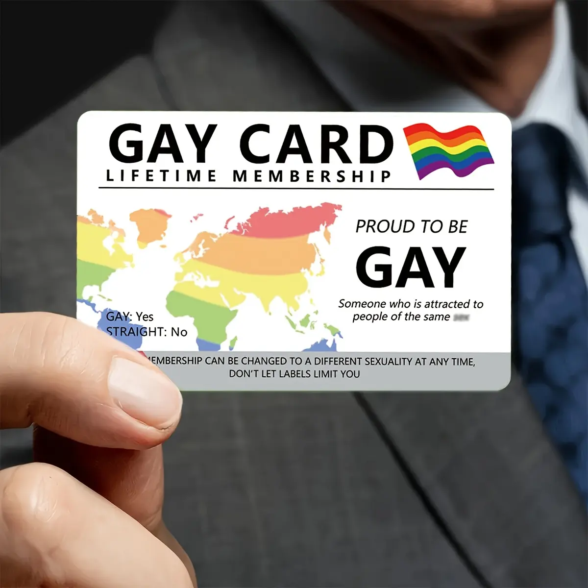 1pcs Pride Lifetime Member Card | Glossy Double-Sided Dreamy Rainbow Stripes | Fun ID Prank & LGBT Gift