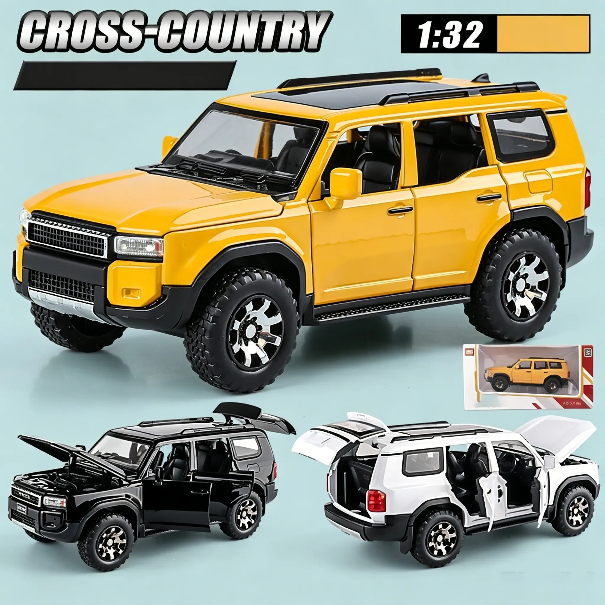 Toyota Prado Alloy Car Model, 1/32 Scale Suv Toy, Static Collection Piece, Desktop Display, Ideal for Off-Road Enthusiasts, Collectible Model Car