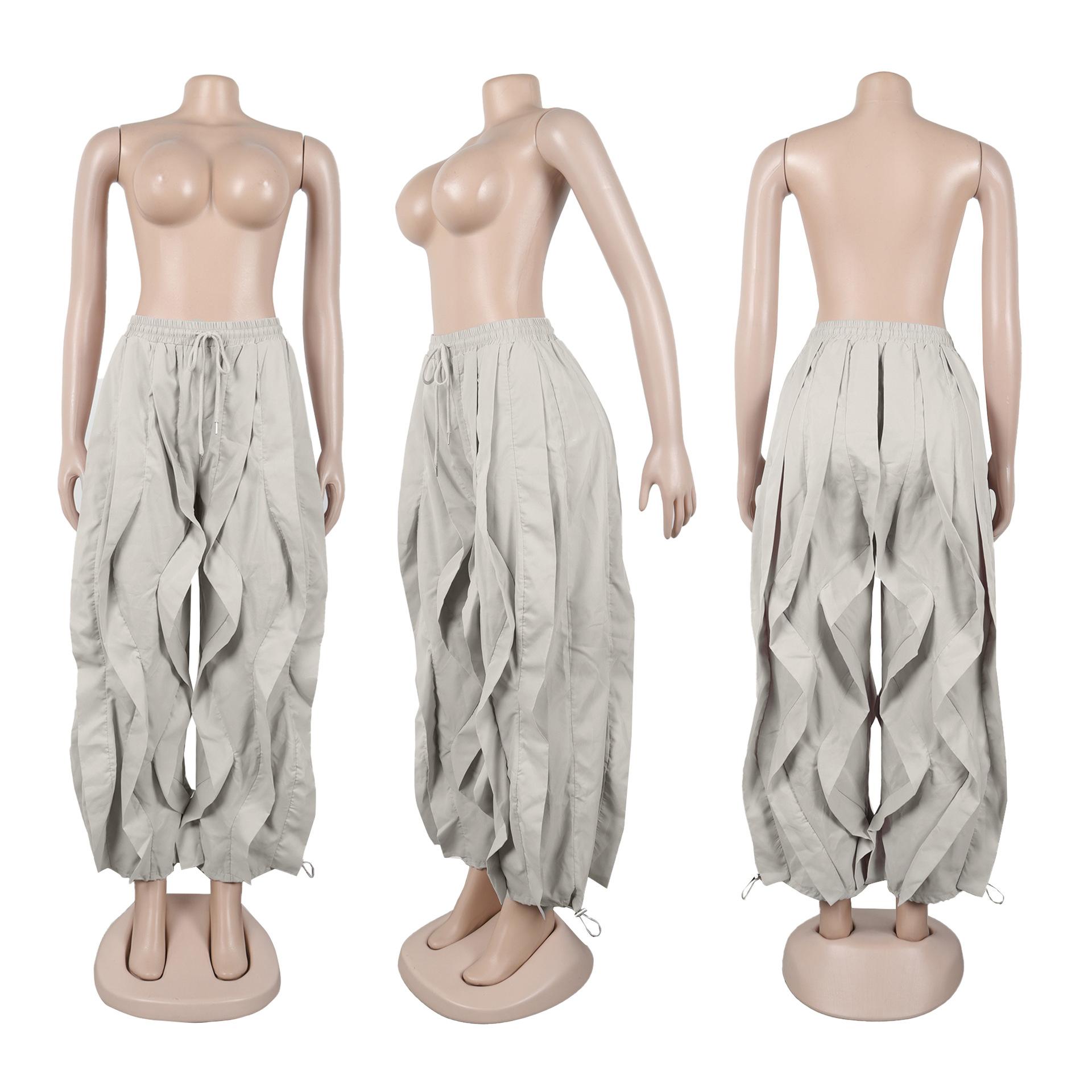 2025 Autumn New European and American Elegant Commuter Workwear Patchwork Lace Lantern Pants Jogger Pants