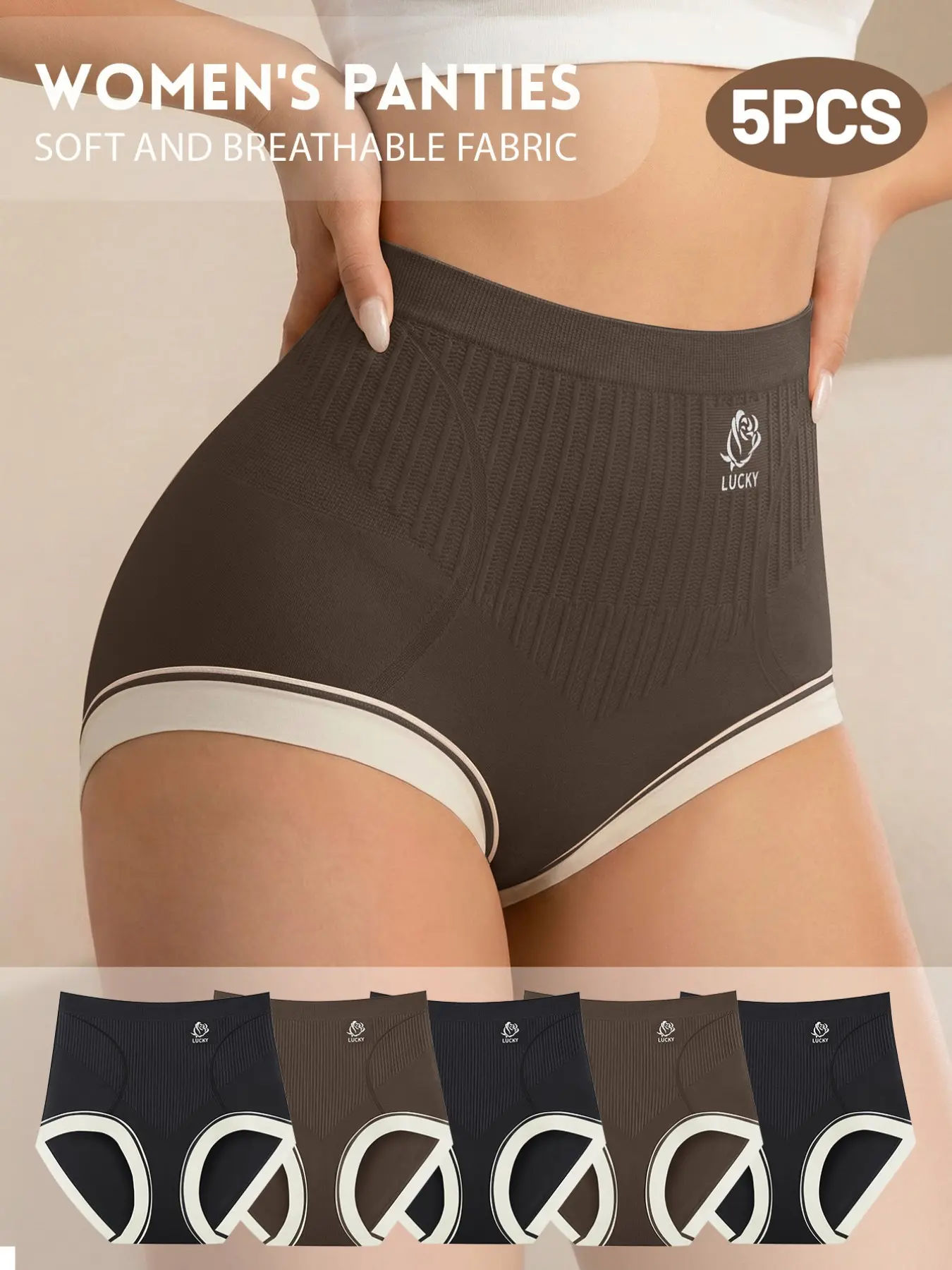 5 Pcs Soft & Breathable Briefs Panties, Enhance Natural Curves, Casual Fitted Underwear, Colorblock Design, All Seasons Comfort