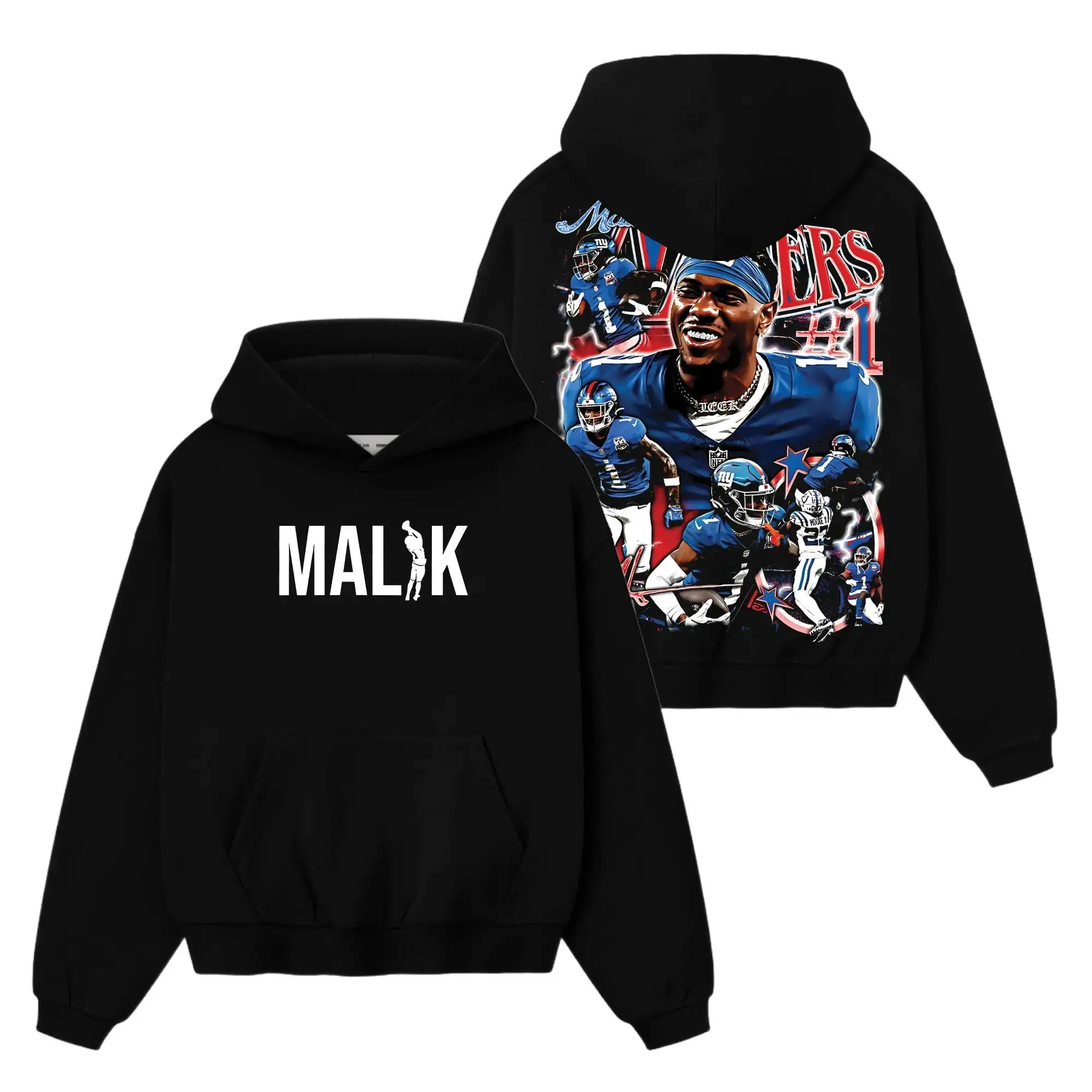 [Sale Up To 50%] Unisex Giants Nation Fit - Malik Nabers 1 Bootleg Soft And Comfortable Cotton Hoodie, Sweatshirt and T-Shirt, Big Blue Football Fans Game Day Outfit, Gift For Football Fans, Graphic Football Shirt