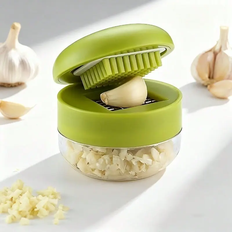 1pc Manual Garlic Press And Grinder - Multifunctional Kitchen Tool For Mincing, Slicing And Grinding, Suitable For Home, Restaurant, Outdoor Use, Portable Handheld Design, Plastic Grinder, Kitchen Gadget, Kitchen Cooking Utensils