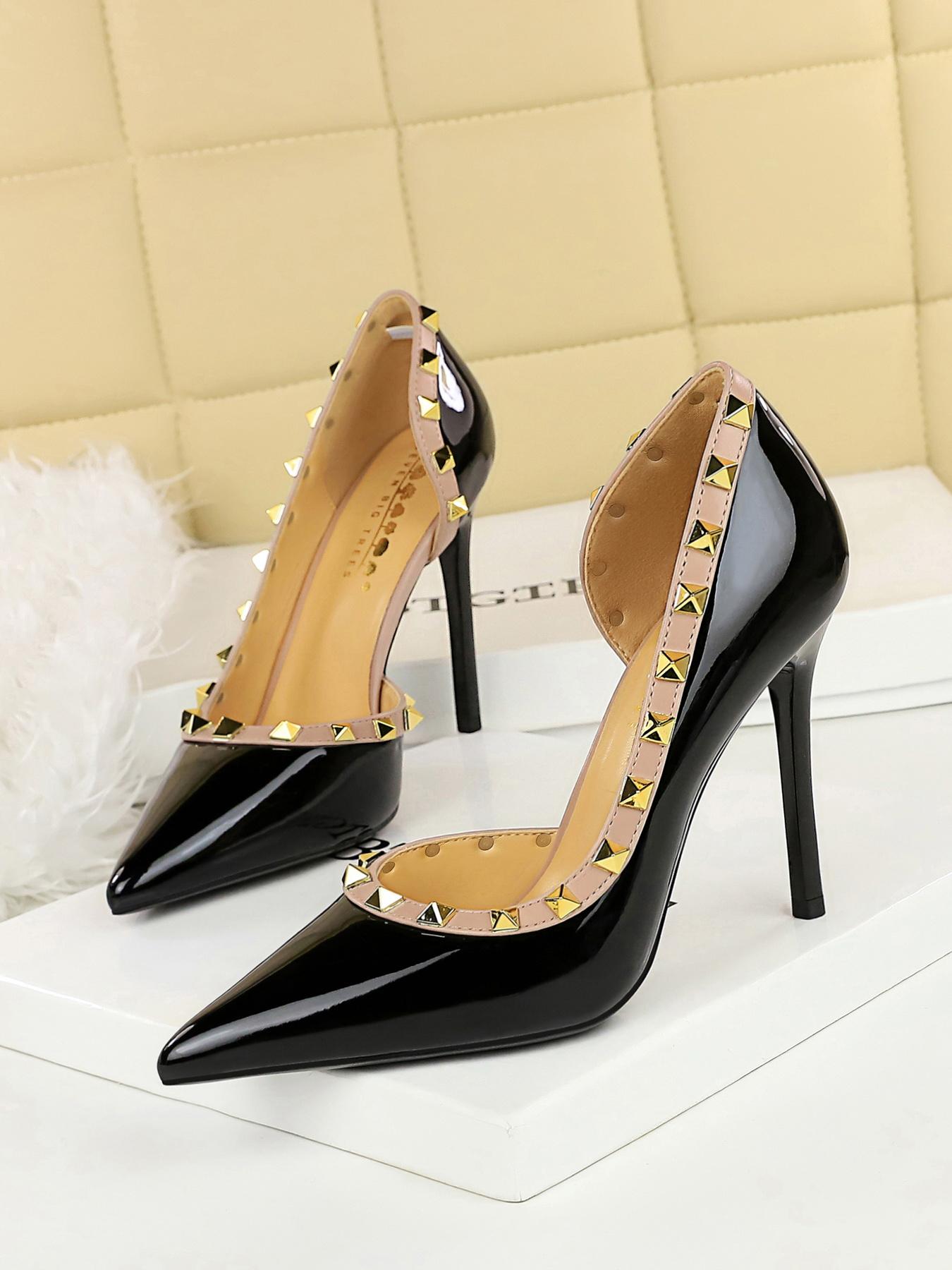 Women's Fashionable Studded Decor High Heel Shoes, Stylish Elegant Pointed Toe Slingback Pumps, Stiletto Heels for Party, Daily Clothing Decor for Women & Girls, Classy, Shoe Embellishments