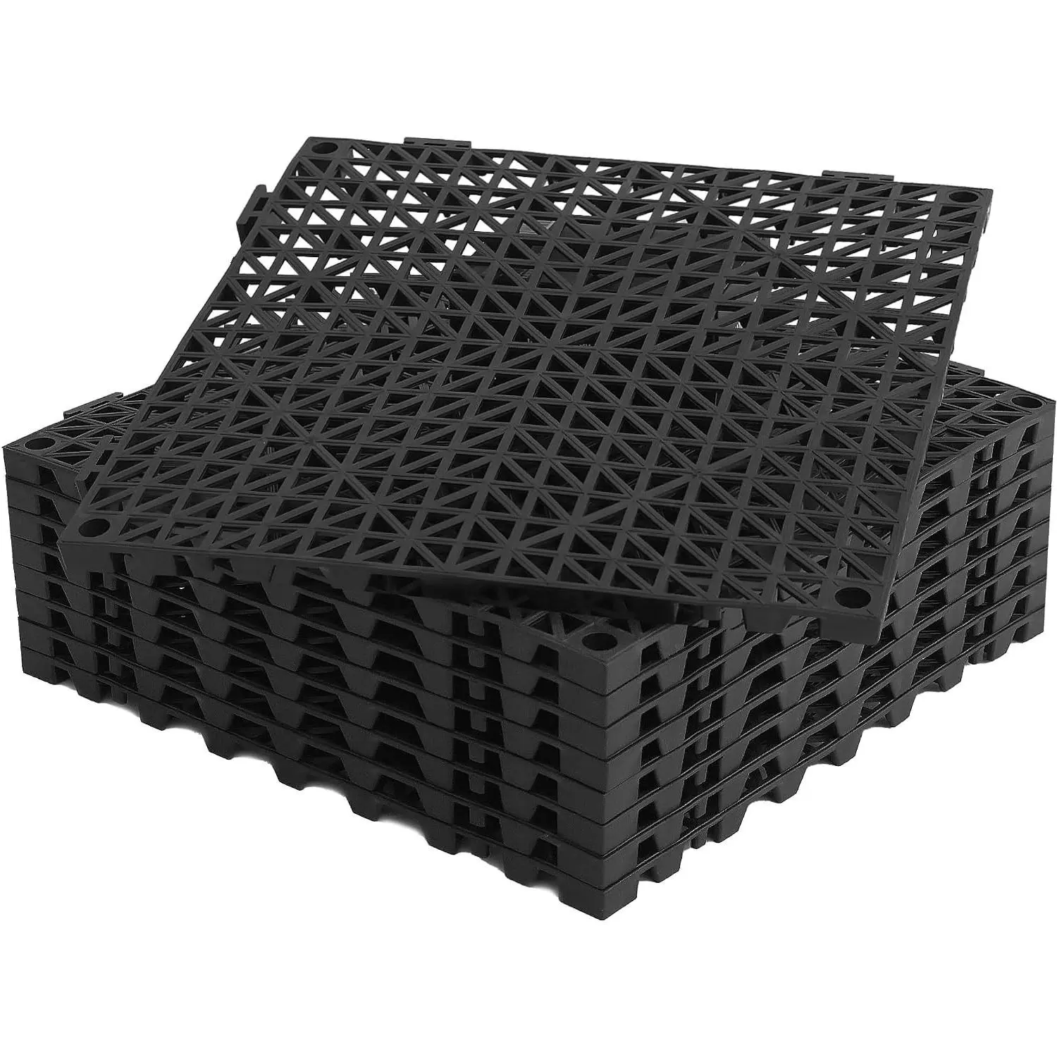 9-Pack 11.8"x11.8" PVC Interlocking Drainage Floor Tiles, Non-Slip Raised Mats with Drain Holes for Pool, Deck, Garage, Shower, Patio, Bathroom, Sauna, YardGift