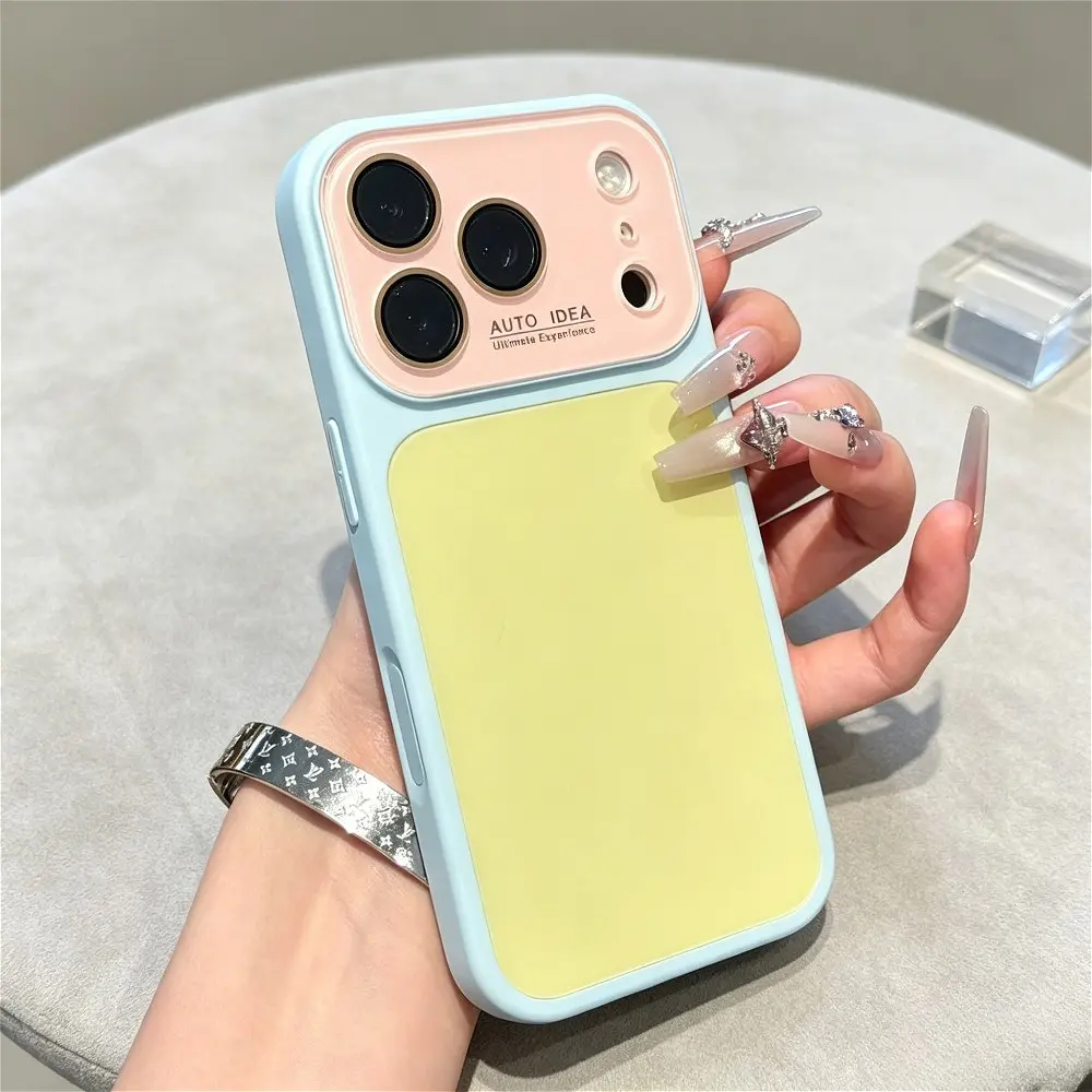 Matte Dual-Color Contrast-Stitched TPU Soft Shell Phone Case for iPhone 17/16/15/14/13 Series, iOS Devices - Shock Absorbent, Anti-Fingerprint Coating, Fashionable Dopamine Color, Golden Lens Ring Edge, Iphone Series