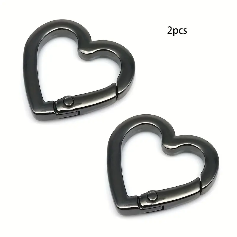 2 Pcs Gun Black Heart Shape Snap Clips, Spring Gate Trigger Hooks for Bags Keychains Belts and DIY Crafts