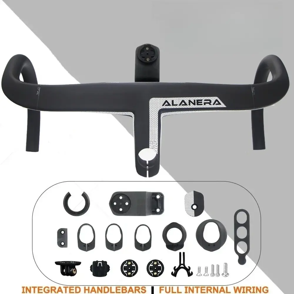 DEDA  ALAENRA Carbon Road 360-440mm Full Internal Wiring Integrated Handlebar 28.6mm Carbon Handlebars with Bike Comput Holder