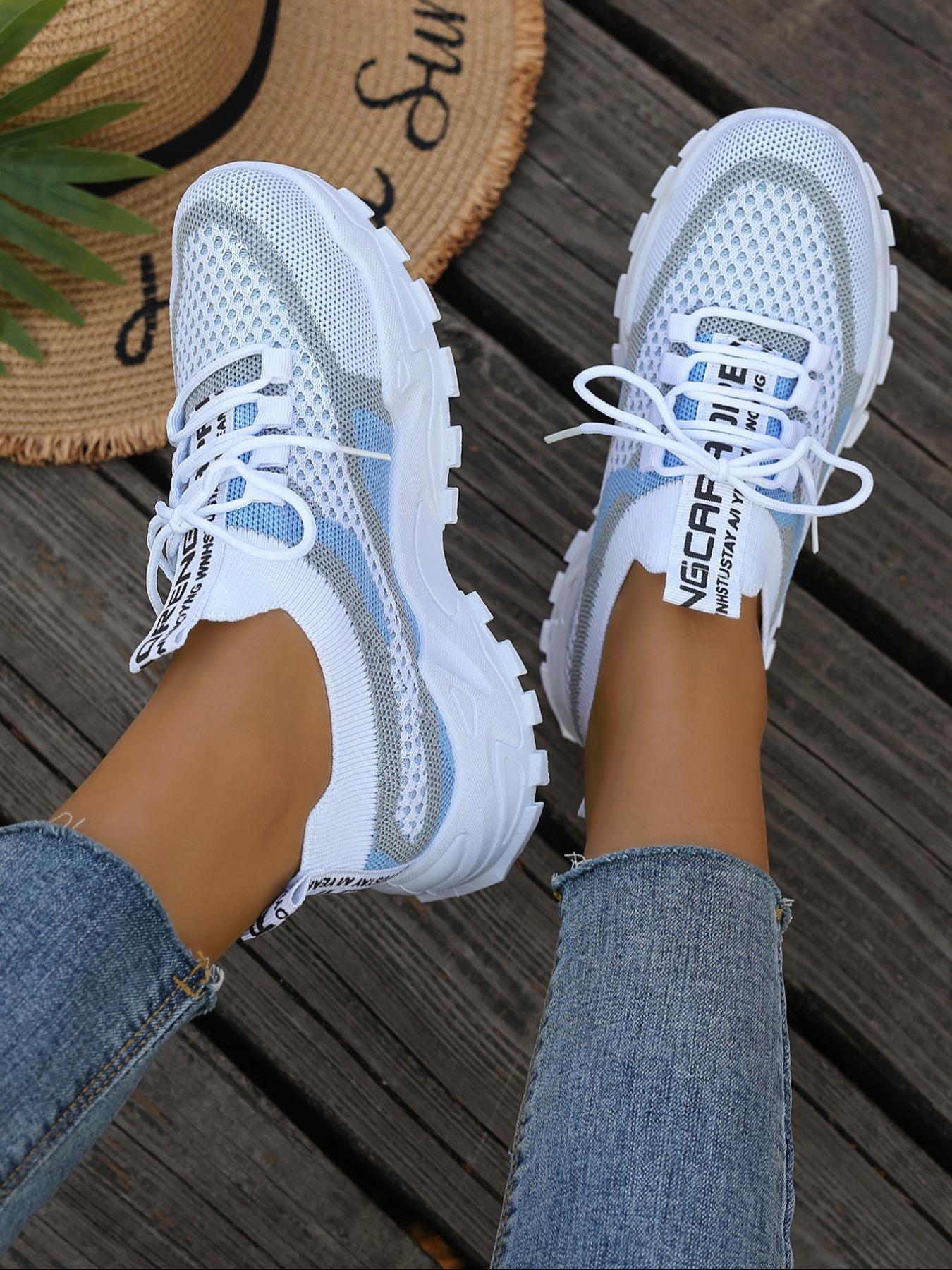 Women's Chunky Platform Mesh Colorblock Sneakers, Casual Sporty Sneakers – Lightweight & Breathable with Pink Gray Accents, Slip-Resistant Sole for Walking & Travel, Athletic Shoes for Teens & Young Adults – School, Errands & Casual Outings