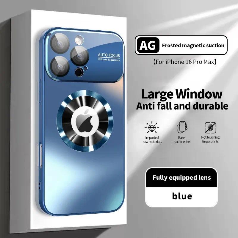 Fin Titanium Metallic Luxury Matte Case For iPhone 17 16 15 14 13 12 11 Pro Max Plus For Magsafe Glass Lens Camera Protection Cover