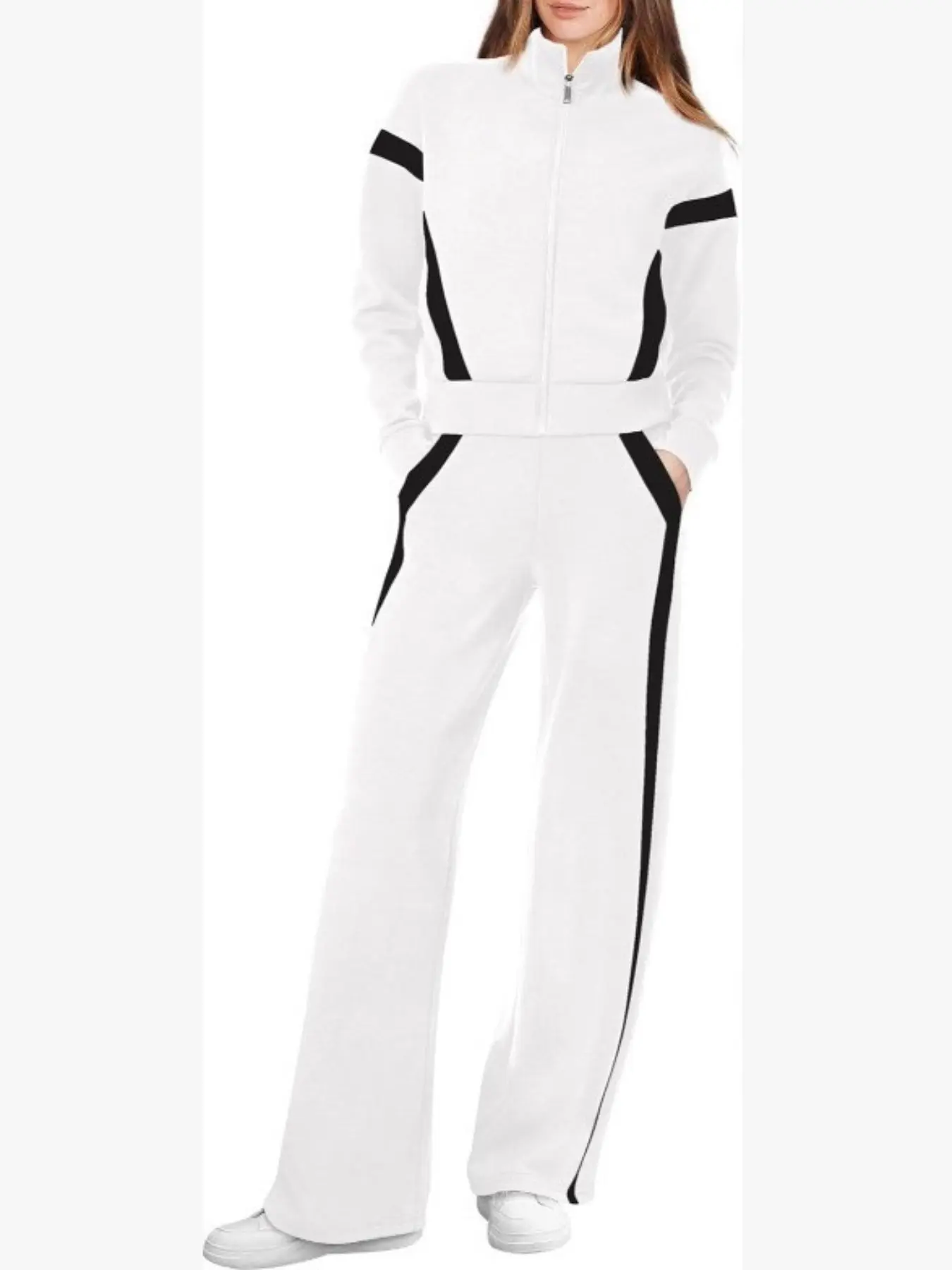 【XX72 Exclusive】Women’s 2 Piece Tracksuit Set Zip Up Jacket Wide Leg Pants Casual Matching Lounge Set Athletic Travel Outfit
