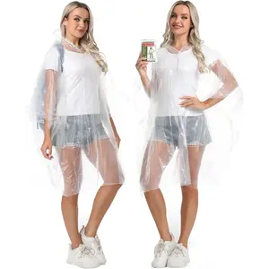 Disposable Adults Clear Rain Ponchos,Transparent White Waterproof Raincoats Rain Jackets