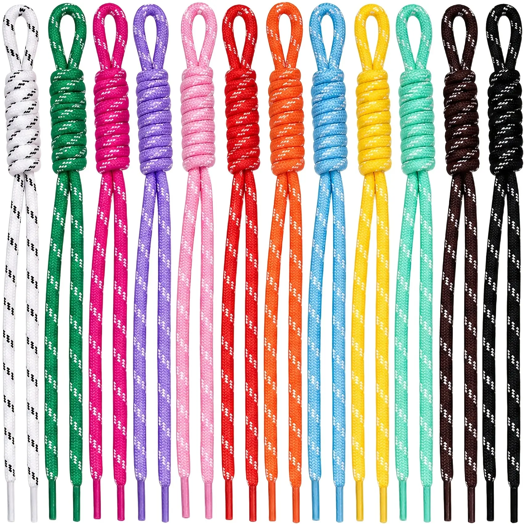 12/24pcs Assorted Color Braided Paracord Wrist Lanyards, Hand-Knotted Braiding Rope, Striped Cord for Keychain, Phone Wrist Strap, Cell Phone Lanyard, Bag Charm, Making And Handcraft Project Supplies