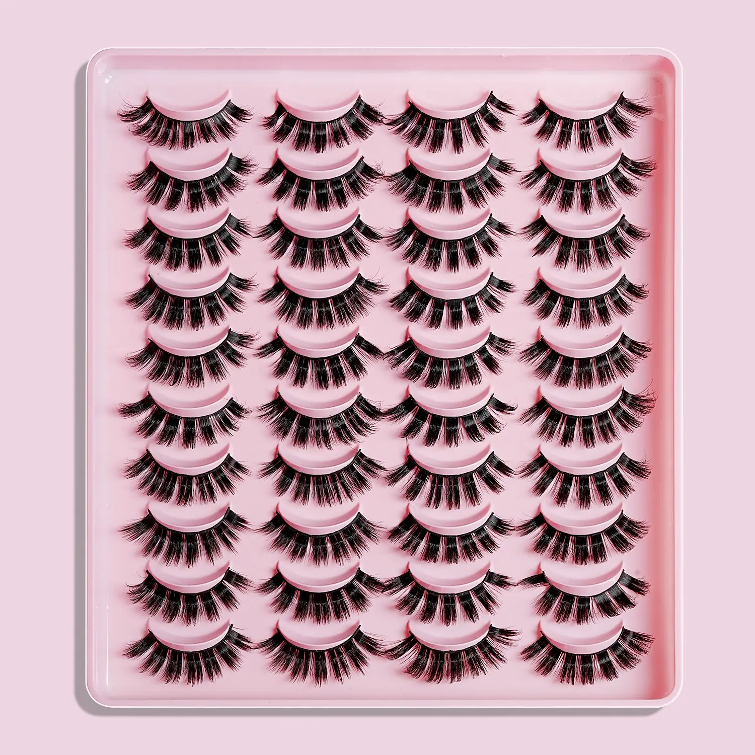20 Pairs Natural False Lash Extension Set, DIY Lash Kit, D Curl Strip Lashes, Voluminous Cluster Lashes, Non-Toxic, Dense Style