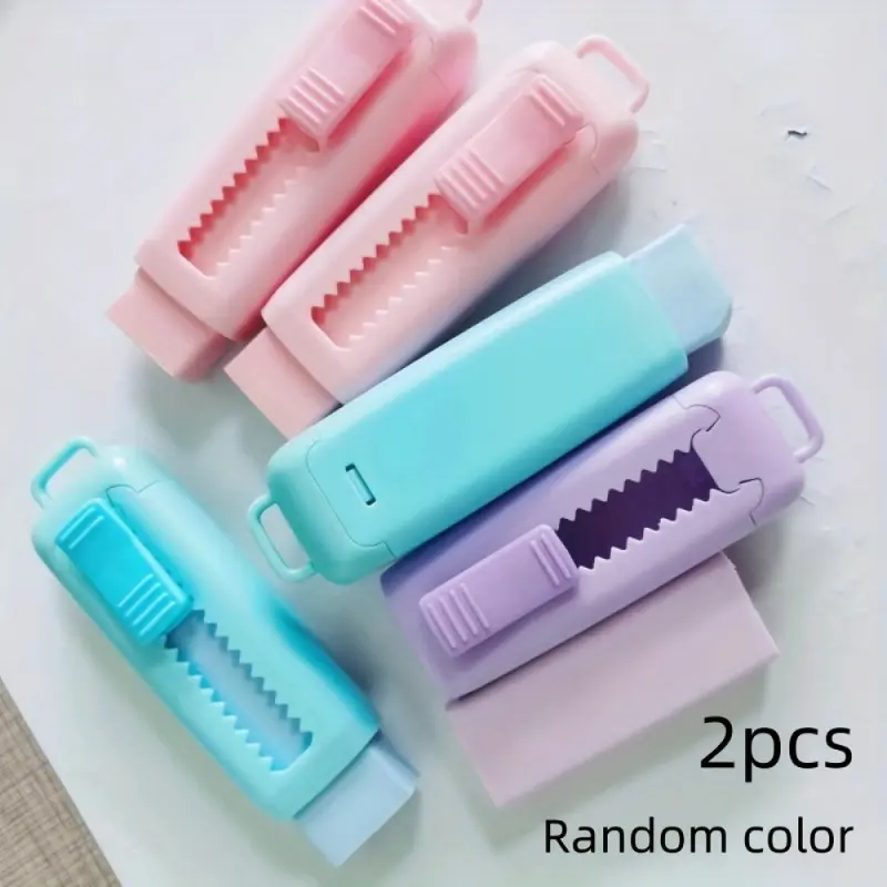 2 sets of high aesthetic push-pull macaron telescopic erasers, easy-to-use erasers, wiped clean, suitable for students, art and painting erasers, and correction supplies with random colors